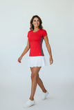 Red Modern Mesh Short Sleeves